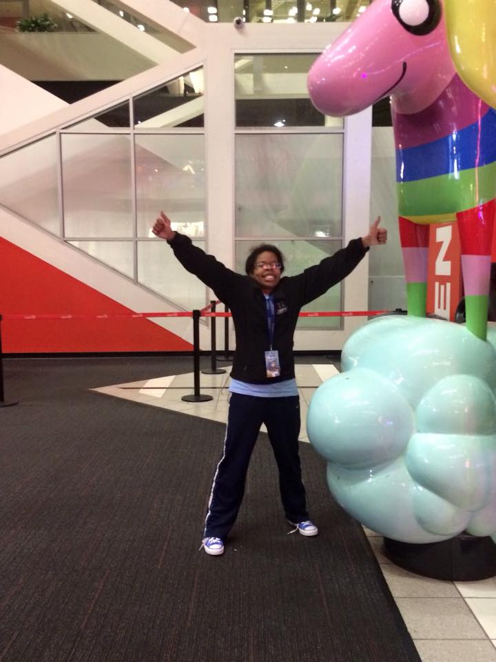 Me at the Omni Hotel at Momo Con 2015, on my gap year. I am definitely geeking out in this photo.