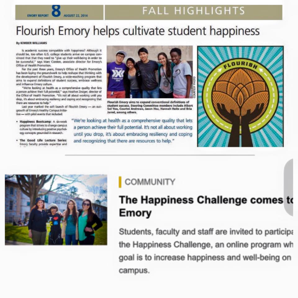 A snapshot of the Emory New Reports on Flourish Emory. If it's not obvious, the beanie is my signature item.