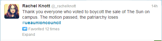 Motion proposer Rachel Knott is thrilled at the victory.