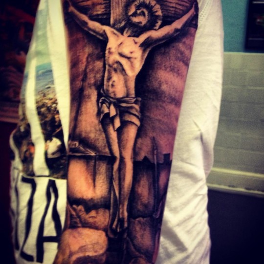 Chris Seaman's religious tattoo is sure to show his angelic nature, right?