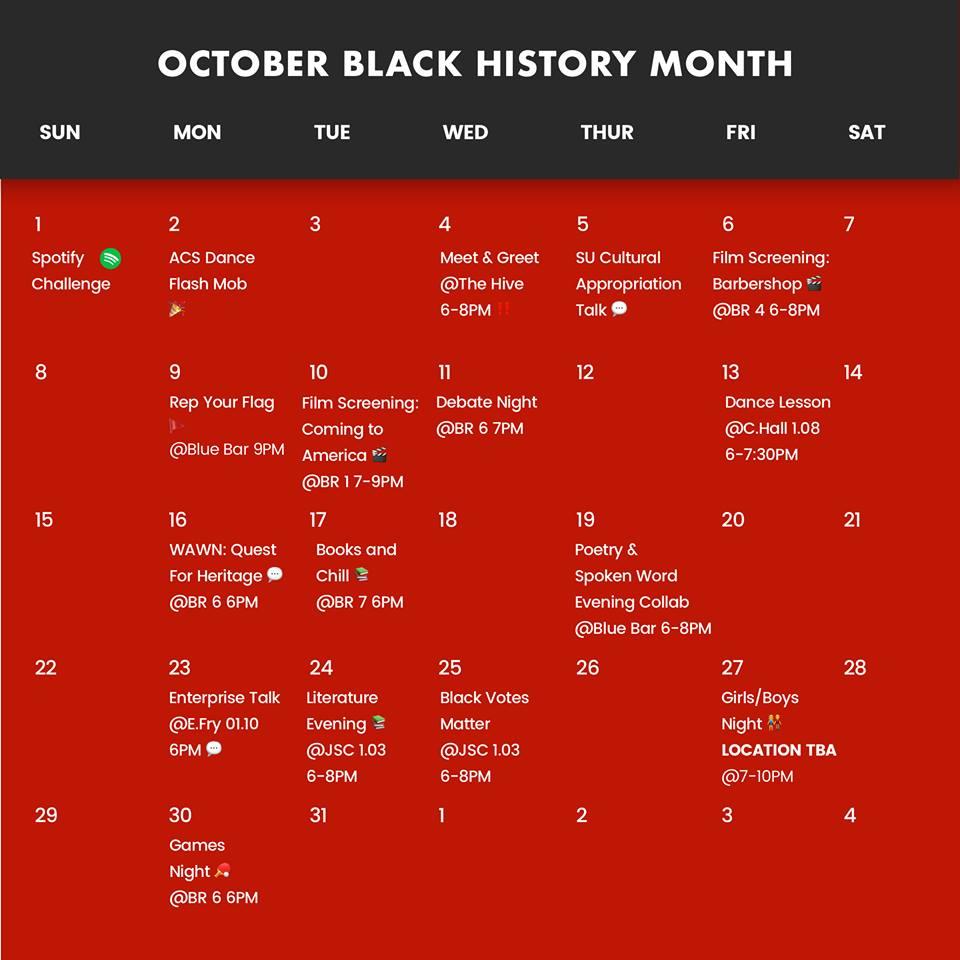 UEA's ACS has events going on throughout Black History month.