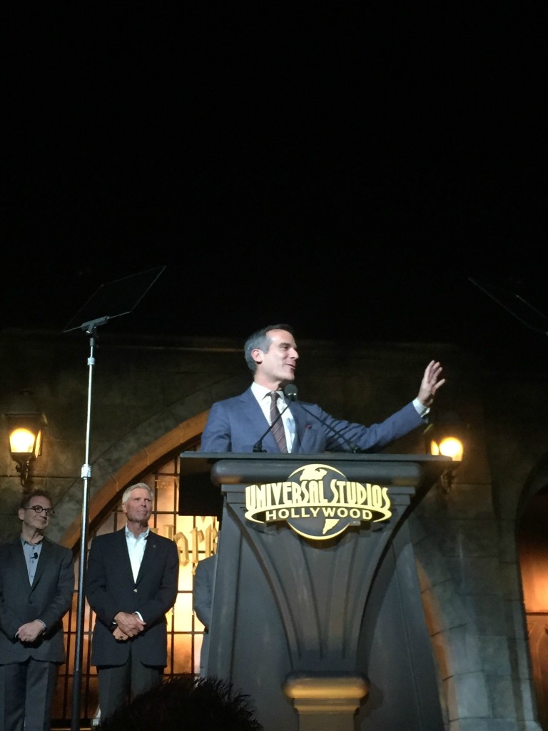 Mayor Eric Garcetti at the Wizarding World of Harry Potter on April 5 in Hollywood, CA