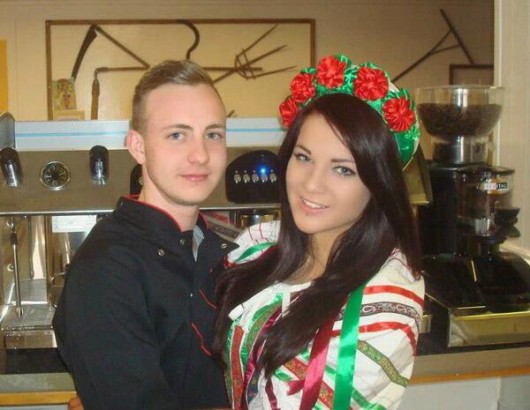 Roasts on Roasts- the happy couple in Lee's russian themed coffee shop and carvery