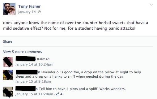 Bet he's in need of a 'herbal remedy' now...