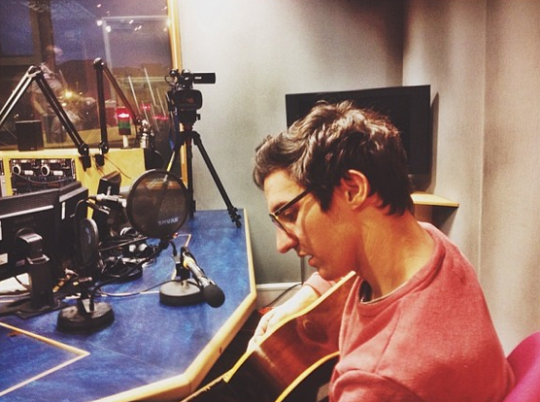 Our boy Dan at BBC Radio Nottingham before the gig. Instagram @dancrollmusic