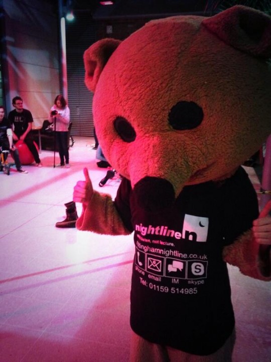 Nightline's bear: instantly recognisable by any Notts student (Picture via Twitter: @NottsNightlin)