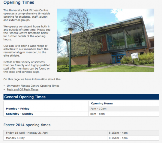 opening times