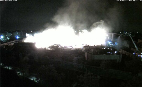 Firefighters tackling the blaze at around 12:30am