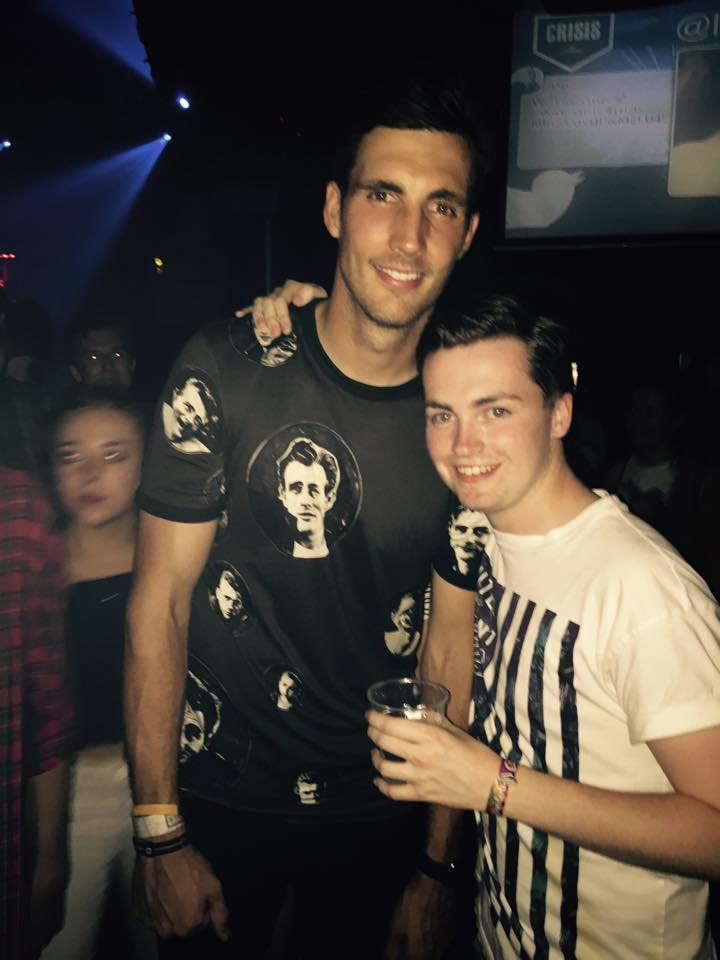 Kyle with bowler Steven Finn, who went home early