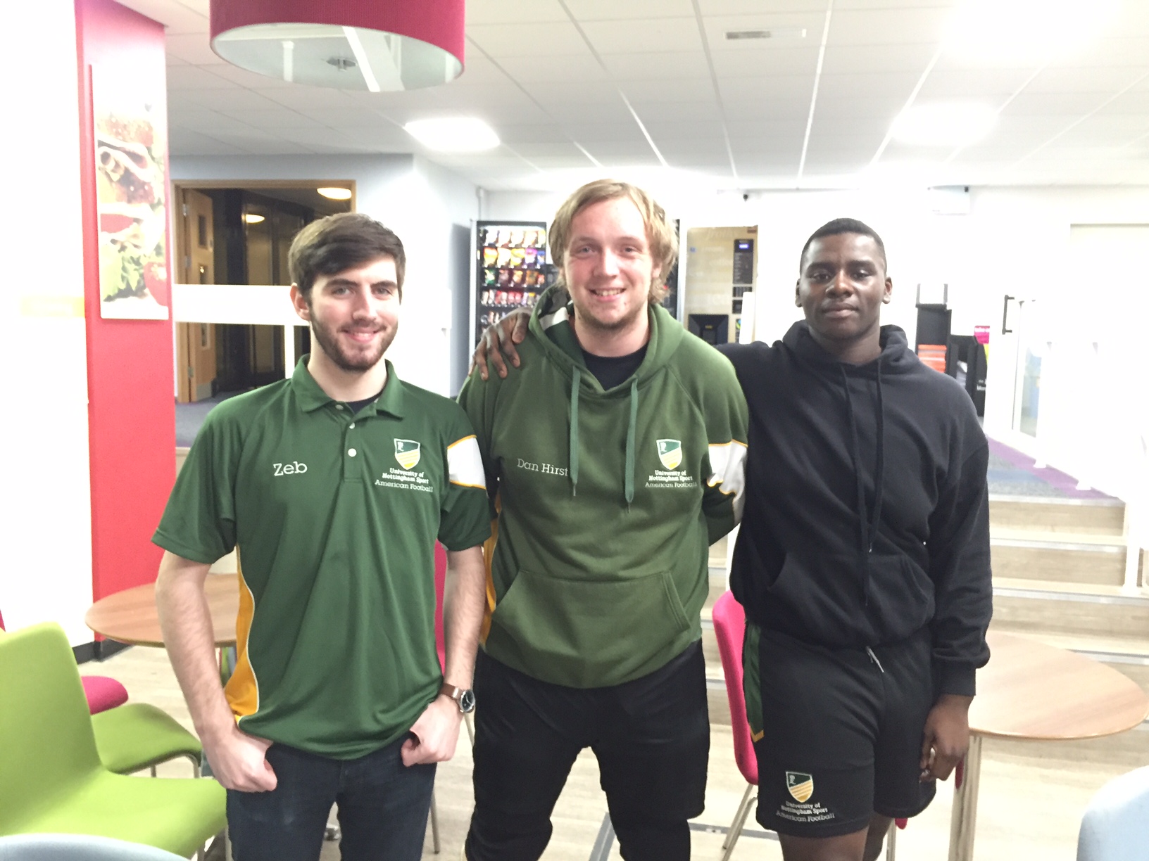 Zeb Darroch (left)- Corner Back, Daniel Hirst (middle)- Offensive Line, Gafar Kuku (right)- Offensive Line