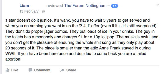 Forum may be awful, but comparing it to the conditions Anne Frank endured surely crosses a line?