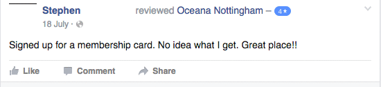 Oceana apparently offers membership cards to its few loyal fans