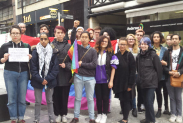 Maryam Din (second to the left) as well as other LGBT supporters