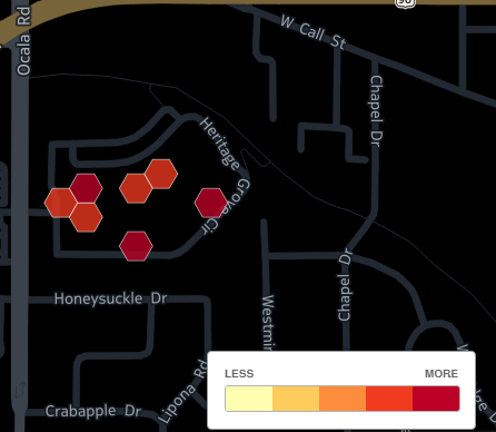 Map of density of rapes at FSU
