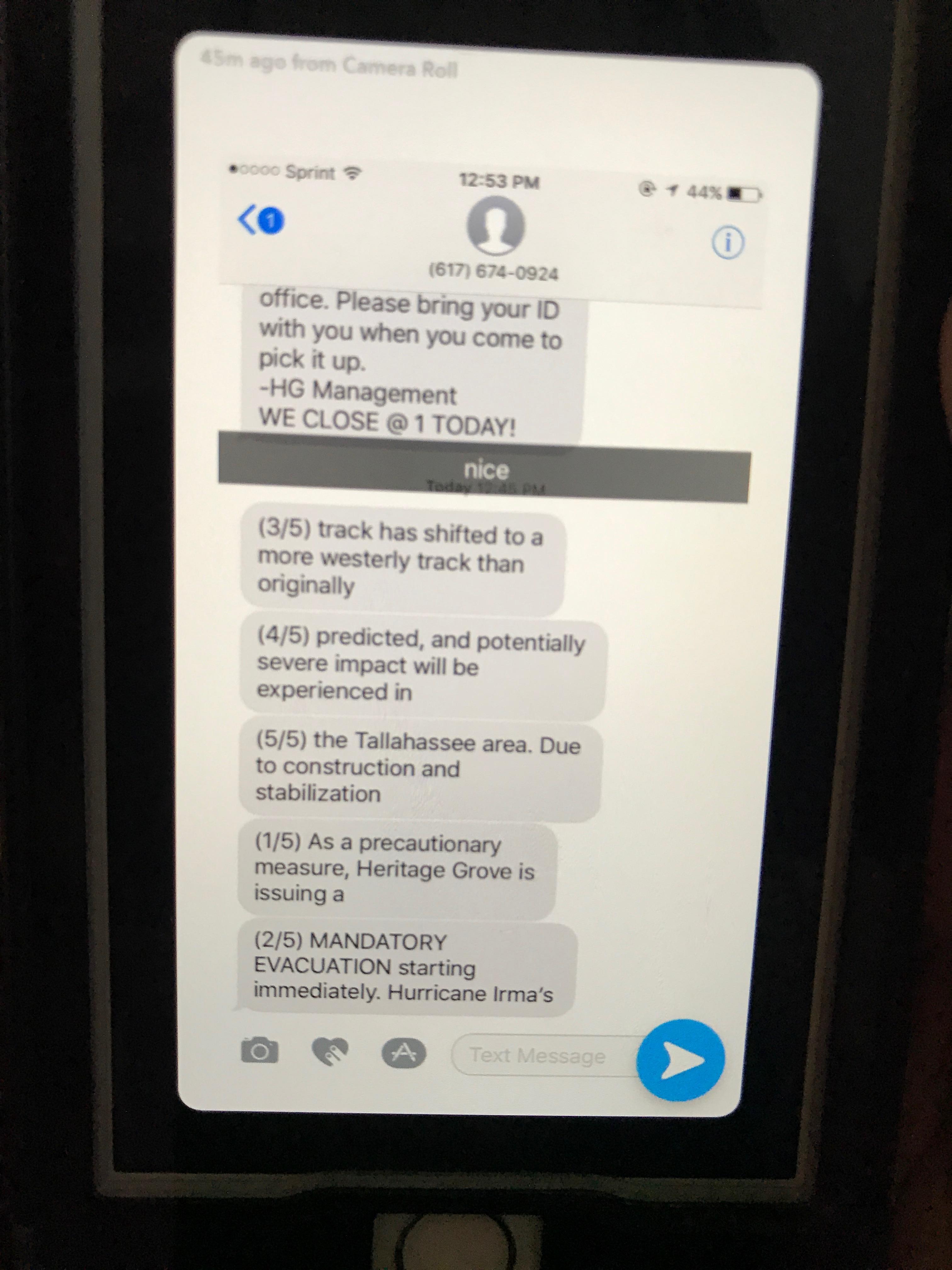 Some of the text messages residents were sent 