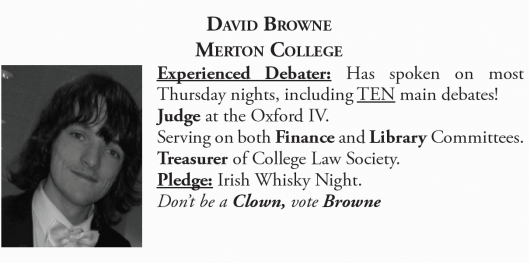 David pledges to hold an Irish Whiskey Night if elected.