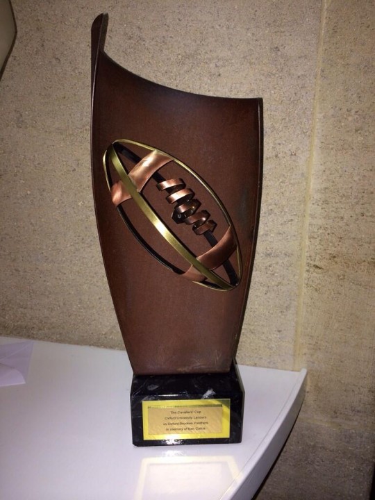The two teams will clash for the rights to this trophy. Oxford currently hold it despite losing in 2013 by virtue of actually being able to afford to buy a trophy.