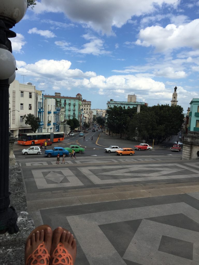Relaxing on Las Escalinatas at the University of Havana
