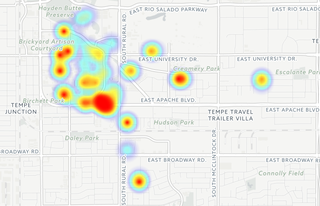 The full heat map of all reports at ASU