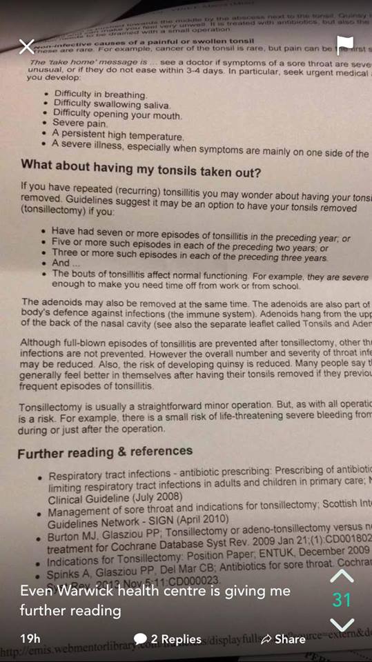 It’s bad enough having extra reading for your course, let alone from the health centre