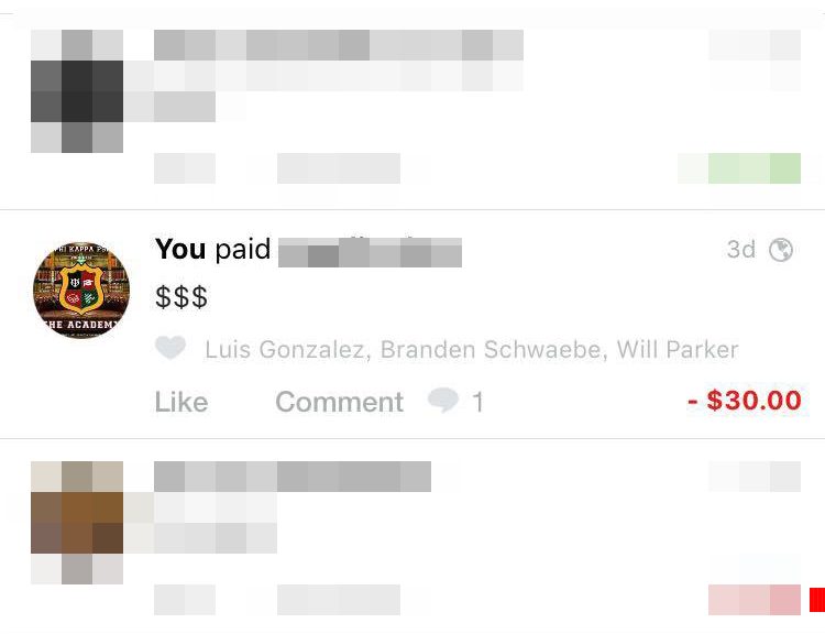 The venmo charge in question