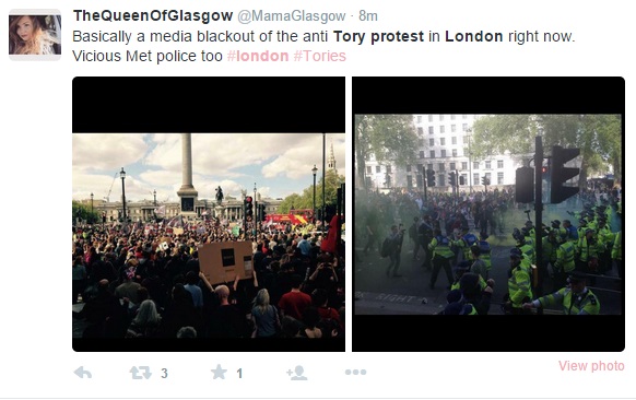 Protests against the Tories took place in London this weekend