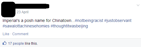 And the racism. Yep, that's a thing. A thing that really, really shouldn't be a thing at all.