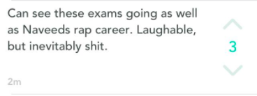 Some of Naveed's latest feedback on Yik Yak