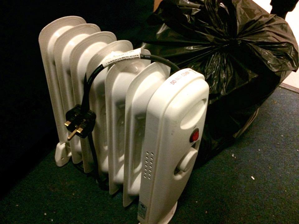 One of the tiny heaters lent to residents affected by the boiler breakdown.