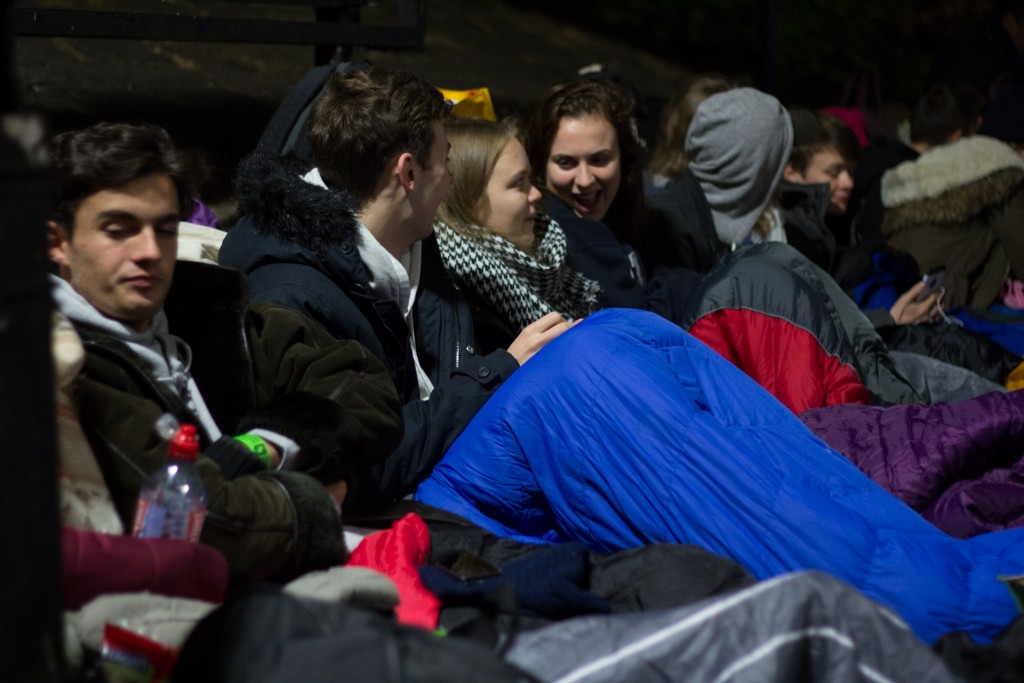 Campers slept in sleeping bags during the Sleepout in Solidarity overnight event.
