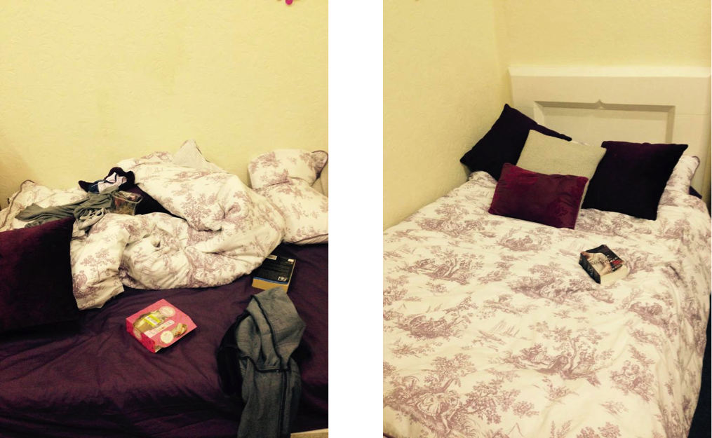 bed before and after