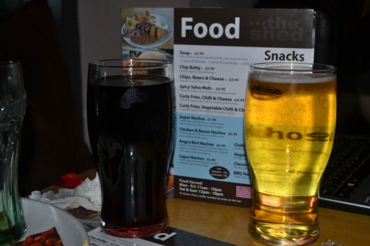 Drinks in front of the Shed menu
