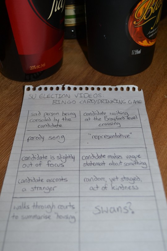 SU election videos drinking game