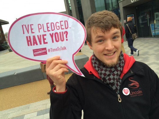 Brian Alcorn with pledge speech bubble thingy