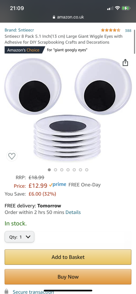 Large Googly Eyes -  UK