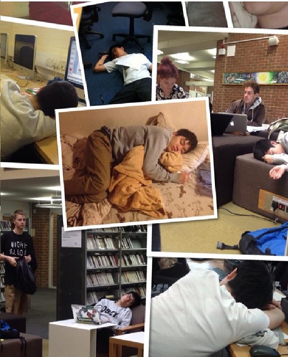"Just off to the library... for a nap"