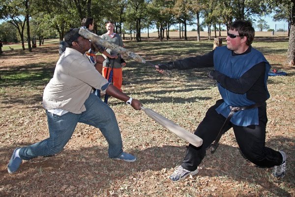 Lucky he has a bat-wielding-protection-invisible-force-field-spell on his face