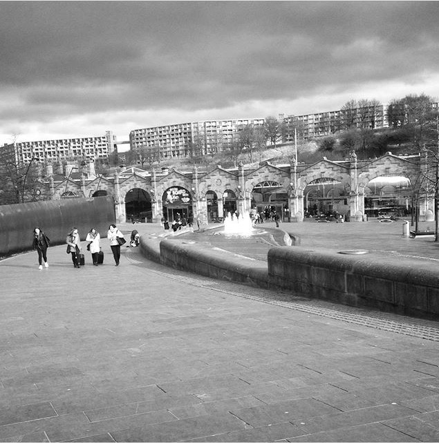 Sheffield station (in black and white so you know this bit's emotional)