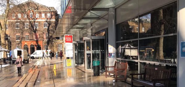 Image may contain: Vehicle, Transportation, Car, Automobile, Bench, Revolving Door, Door