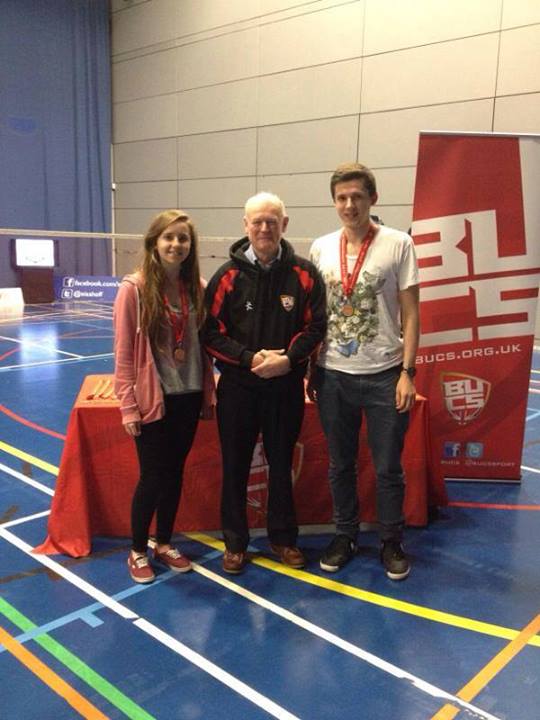 Doug and Hannah showing off their bronze medals
