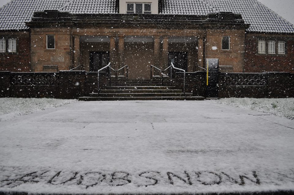 A Winter's Tale: The prestigious entrance to George Cadbury Hall in last year's snow!