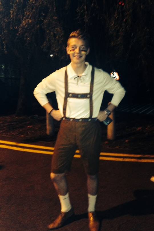 Louis Holland studies German and was loving his lederhosen!