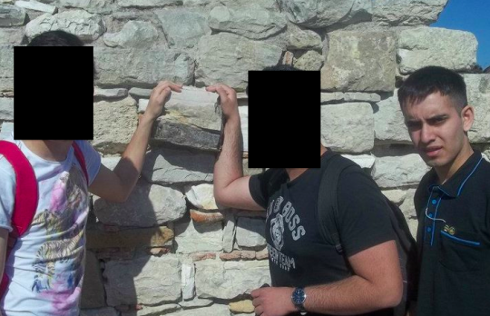 Shabazz (right) on a school trip with friends