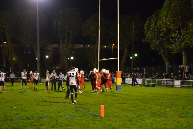 Lions players celebrate the touchdown