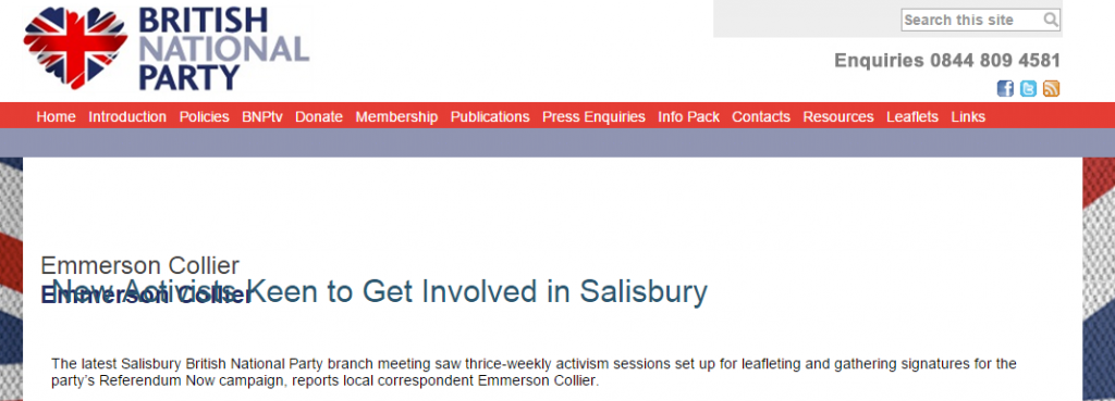 A BNP webpage confirms Emmerson's involvement