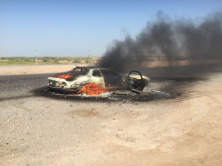 The remains of another team's car