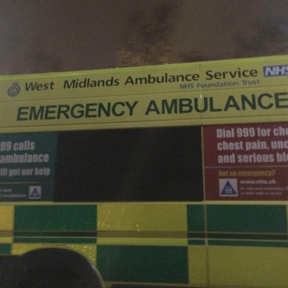 Ambulance by Frankie & Benny's.