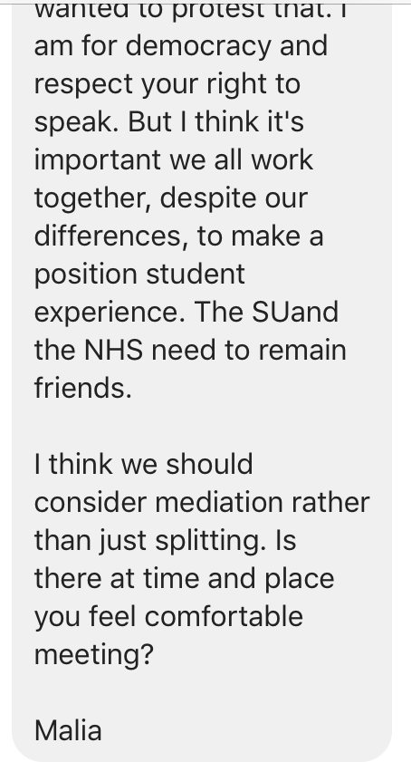 The message had very bad grammar and contained typos such as "position" instead of "positive" and "NHS" instead of "NUS"