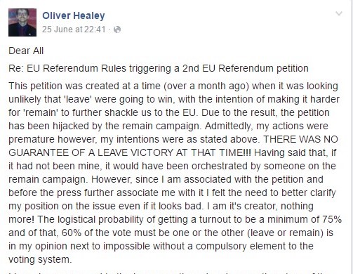 Mr Healey posted this on Facebook