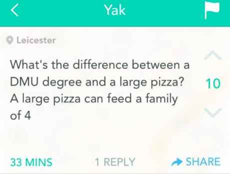 A DMU degree doesn't even come with garlic sauce